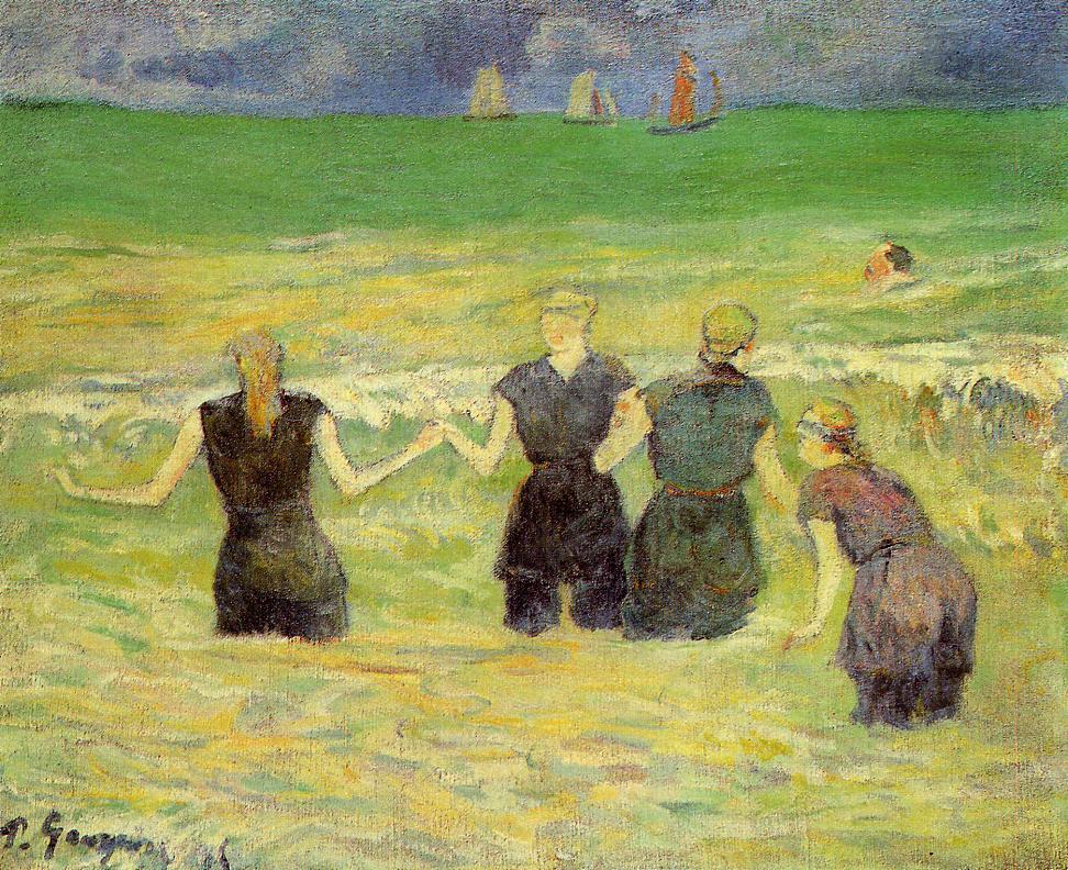 Women Bathing, Dieppe - Paul Gauguin Painting